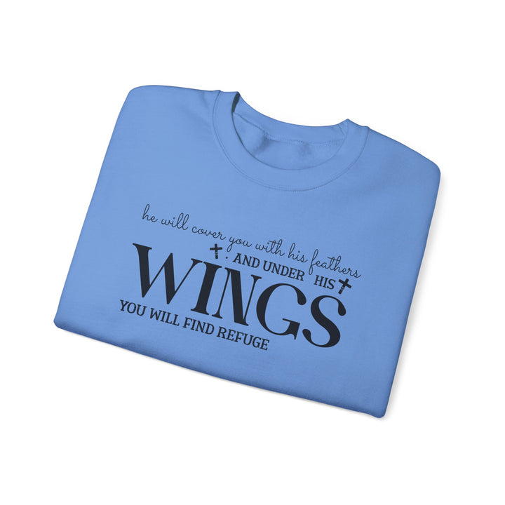 Under His Wings You Will Find Refuge (Sleeve Print) - Unisex Crewneck Sweatshirt