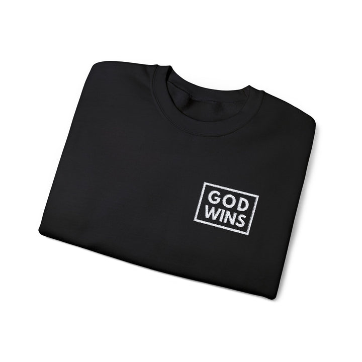 Embroidered God Wins - Unisex Crew-Neck Sweatshirt