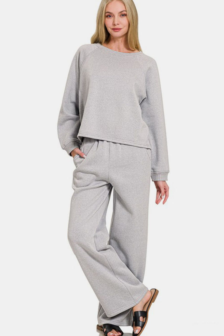 Relax In Style - Raglan Top and Pants Set - Gray