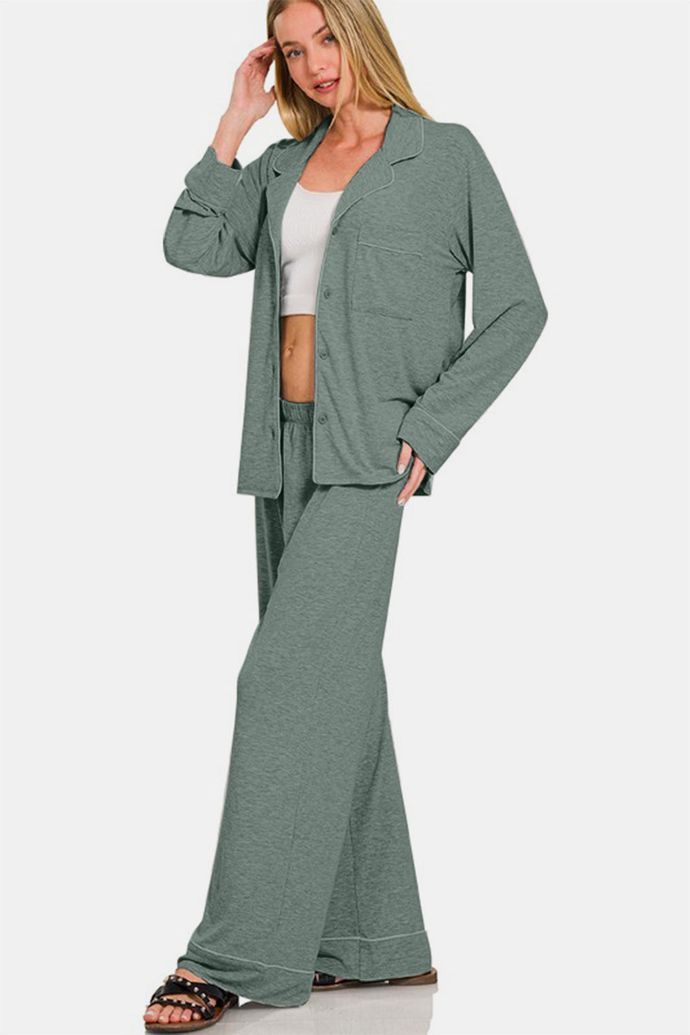 Chic Comfort Loungewear/Pajamas Set - Sage