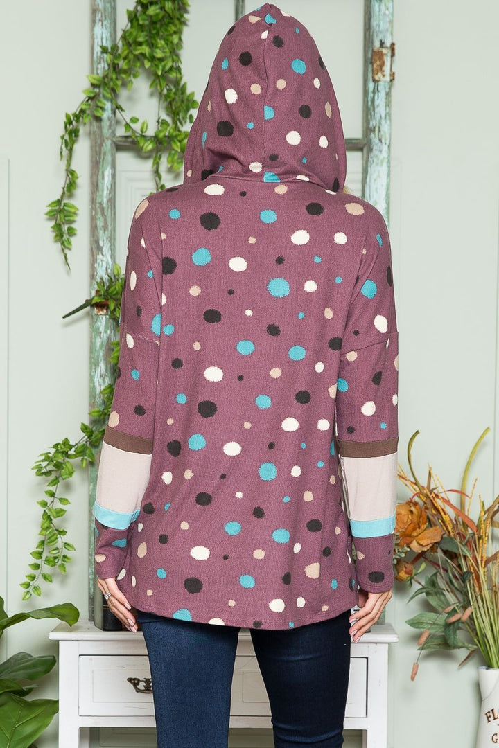 Playful Charm - Polka Dot Hoodie - Plum