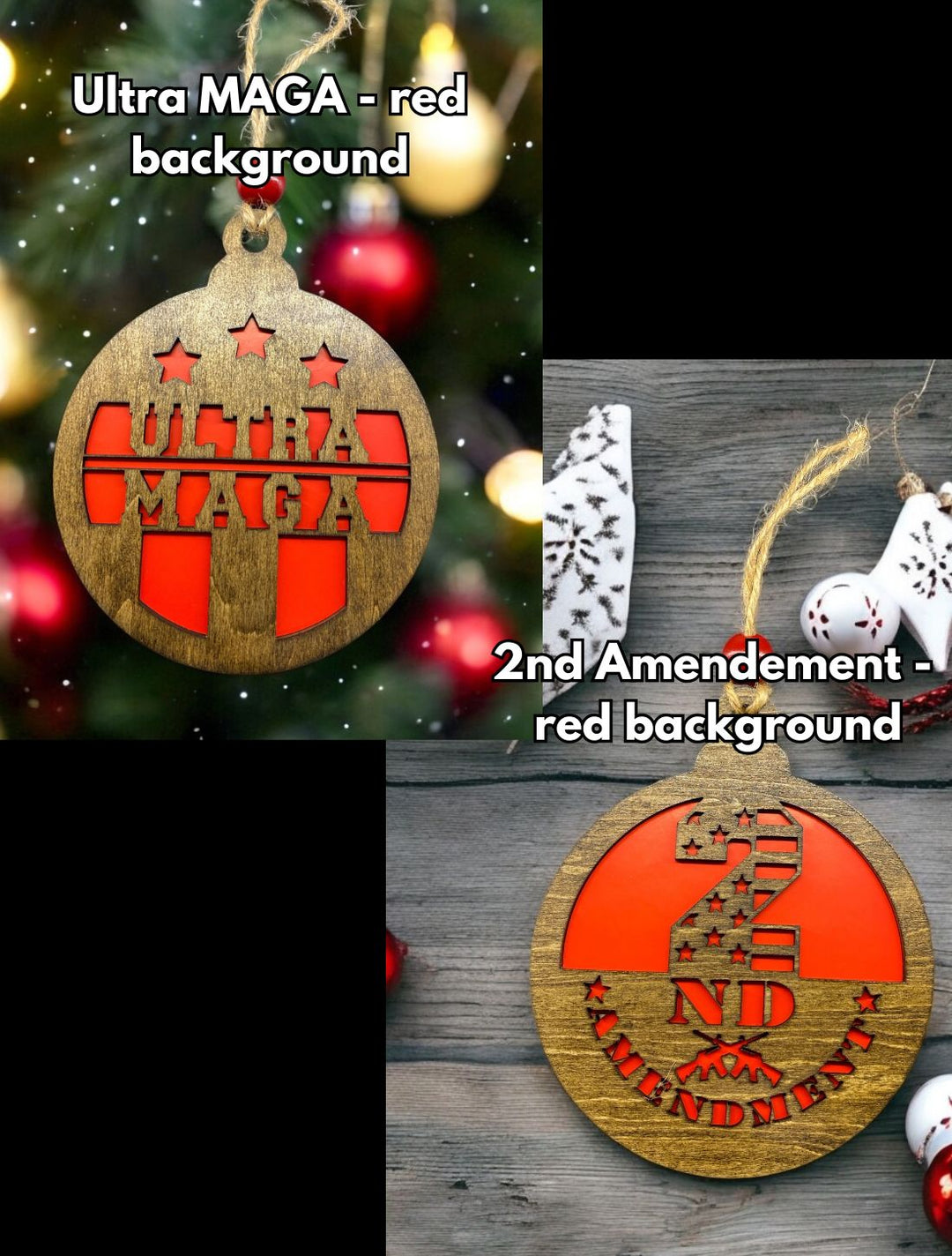 [PRE-ORDER] Celebrate Victory - Large Handmade Wood Patriotic MAGA Ornaments | Made in the USA (Choice of 3 Large) [SHIPS IN 1-2 WEEKS]