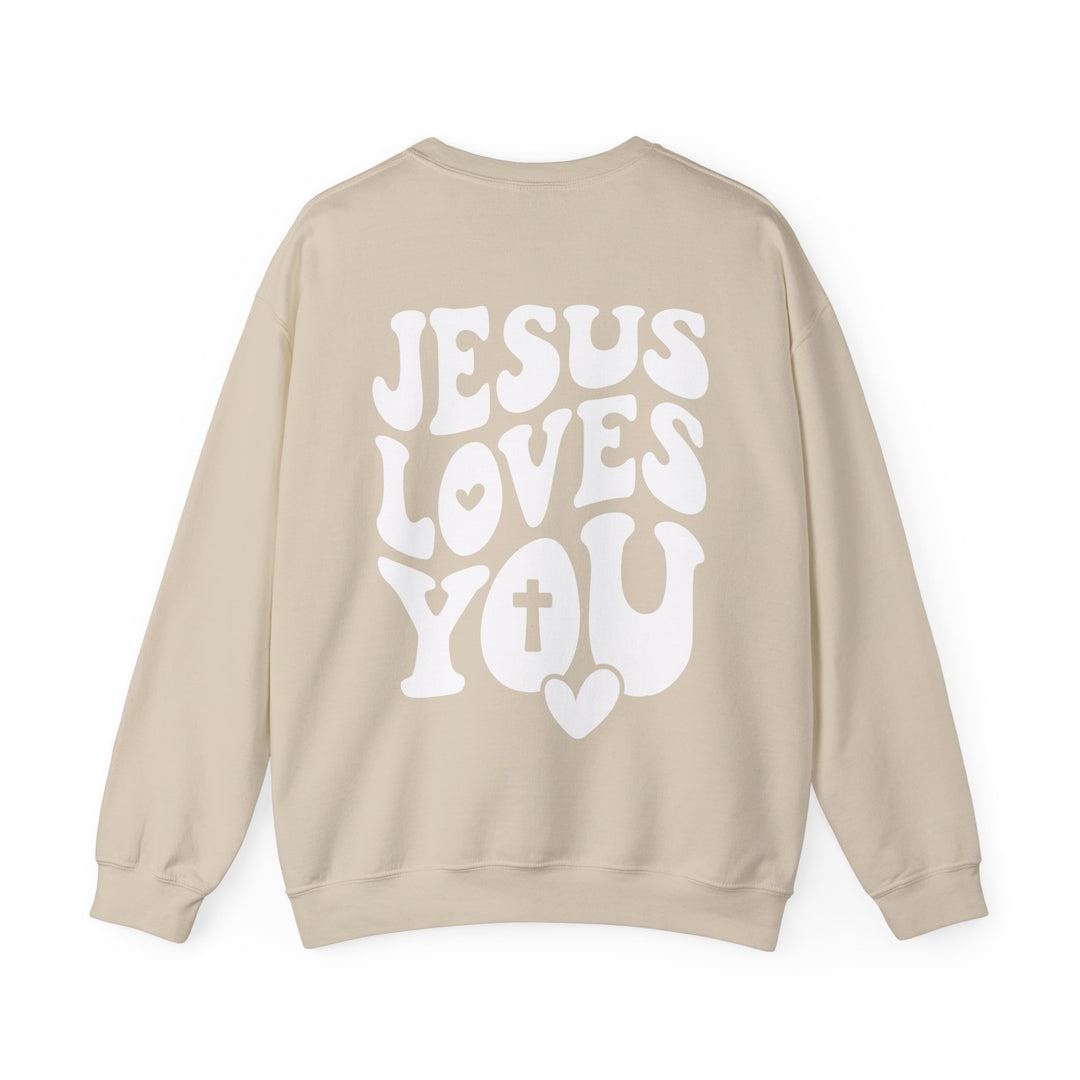 Jesus Loves You - Retro Back Print - Unisex Crew-Neck Sweatshirt