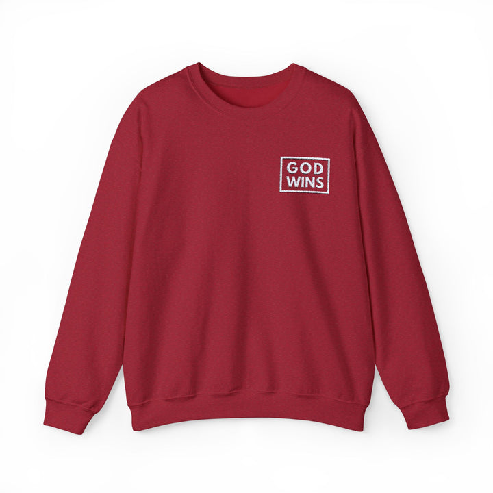 Embroidered God Wins - Unisex Crew-Neck Sweatshirt