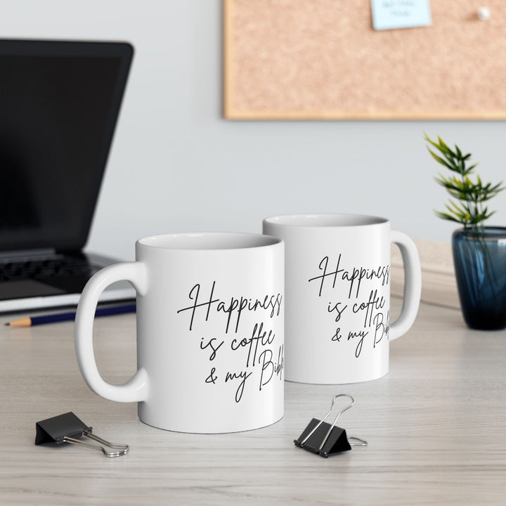 Happiness Is Coffee & My Bible - White Ceramic Mug  (11 oz)