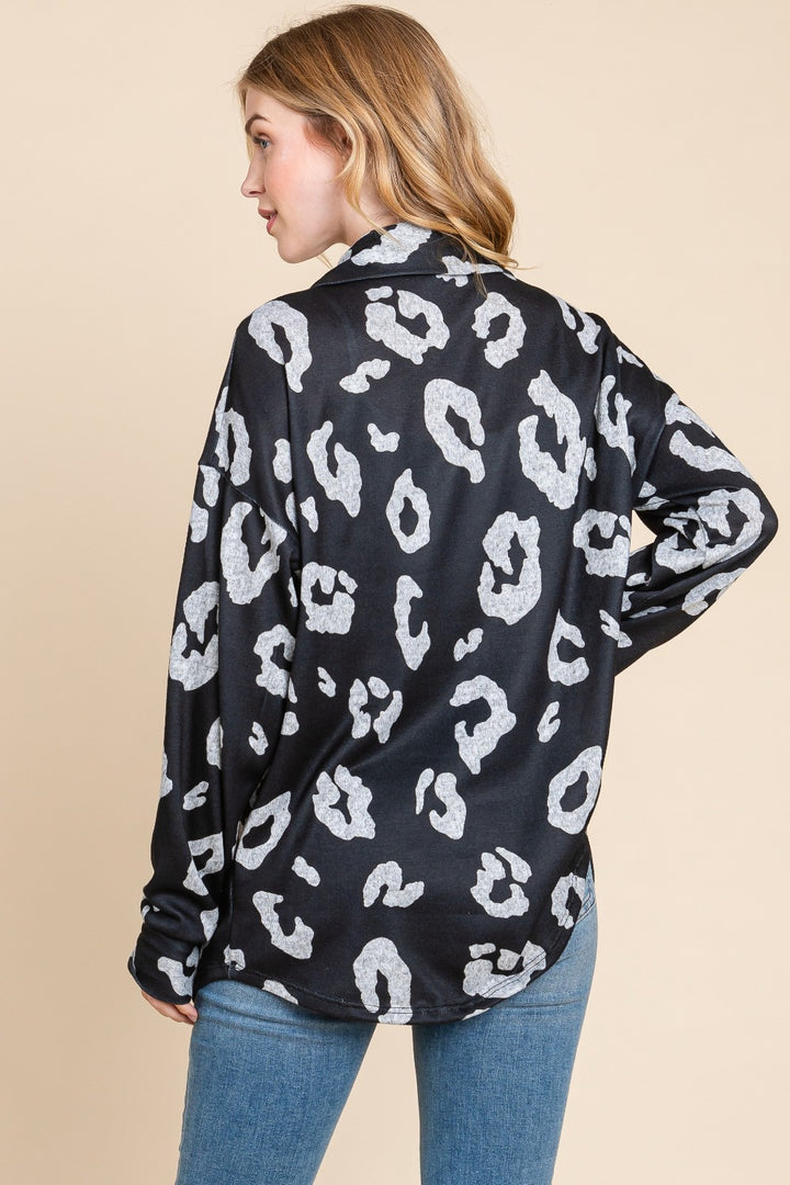 Animal-Print Knit Shacket