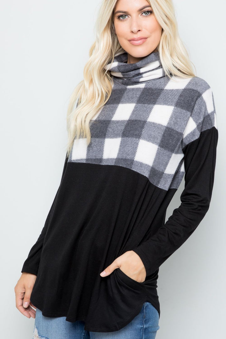 Cozy Feels - Plaid Turtleneck Top