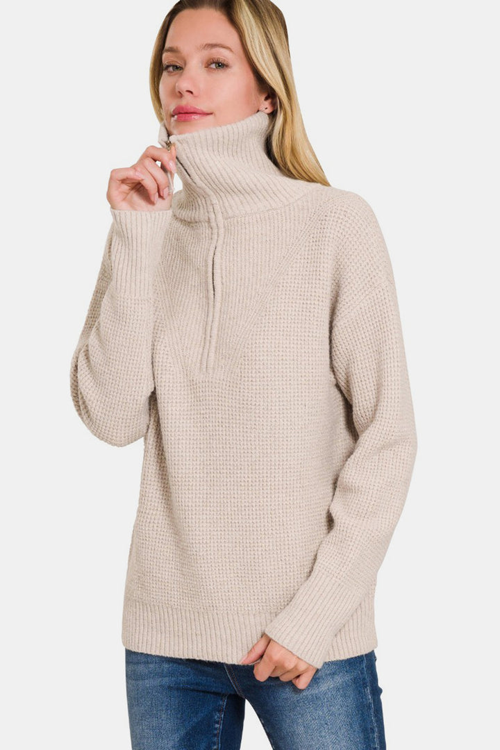 Cooler Days Half-Zip Sweater - Mocha