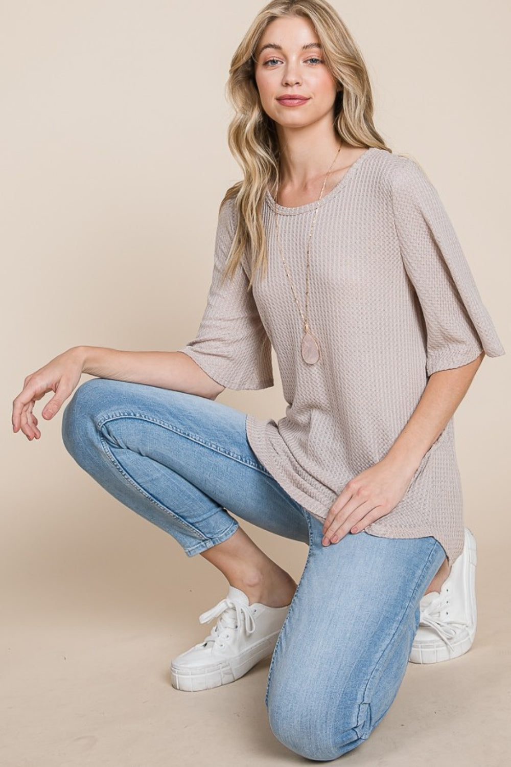 Lounge-Level Comfort - Waffle-Knit Top