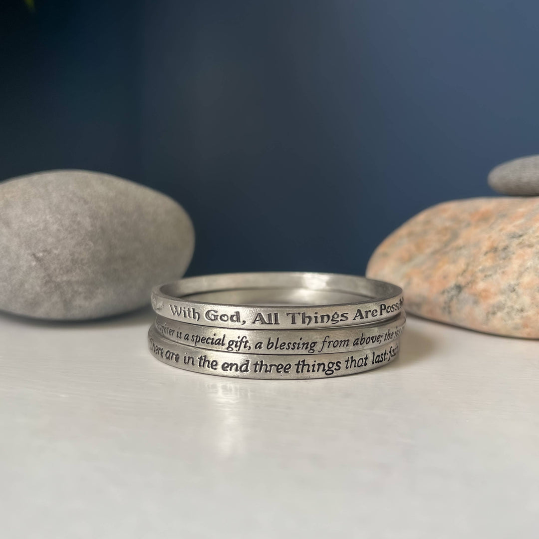 Inspirational Message Pewter Bracelets Bangles | Christian Jewelry Gifts