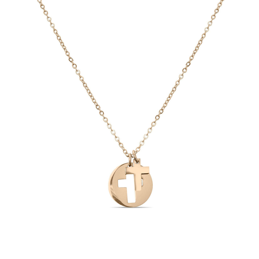 Elegant Minimalist Cross Circle Charm Detached Necklace