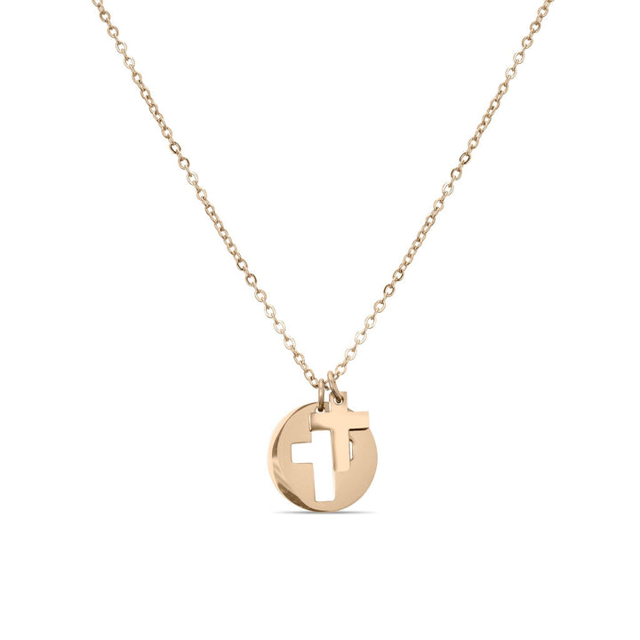 Elegant Minimalist Cross Circle Charm Detached Necklace