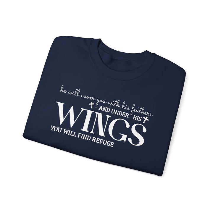 Under His Wings You Will Find Refuge (Sleeve Print) - Unisex Crewneck Sweatshirt