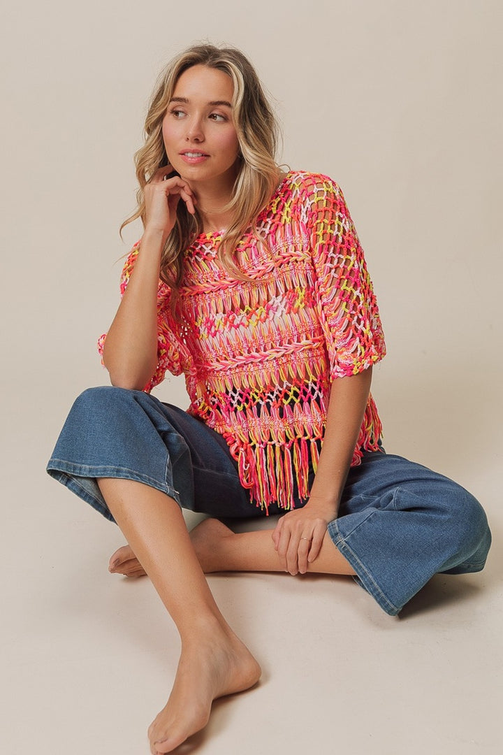 Cool Girl - Fringed Knit Top