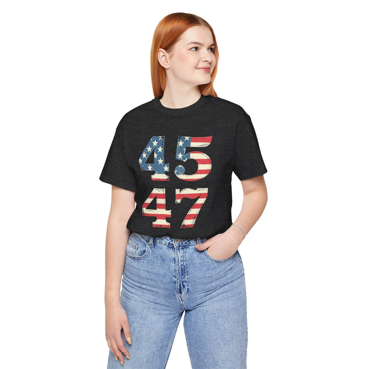 45-47 Vintage USA Flag - Unisex Crew-Neck Tee