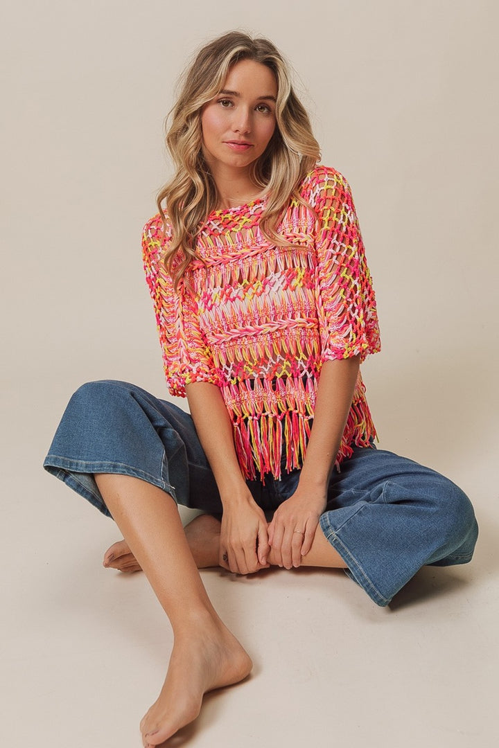 Cool Girl - Fringed Knit Top