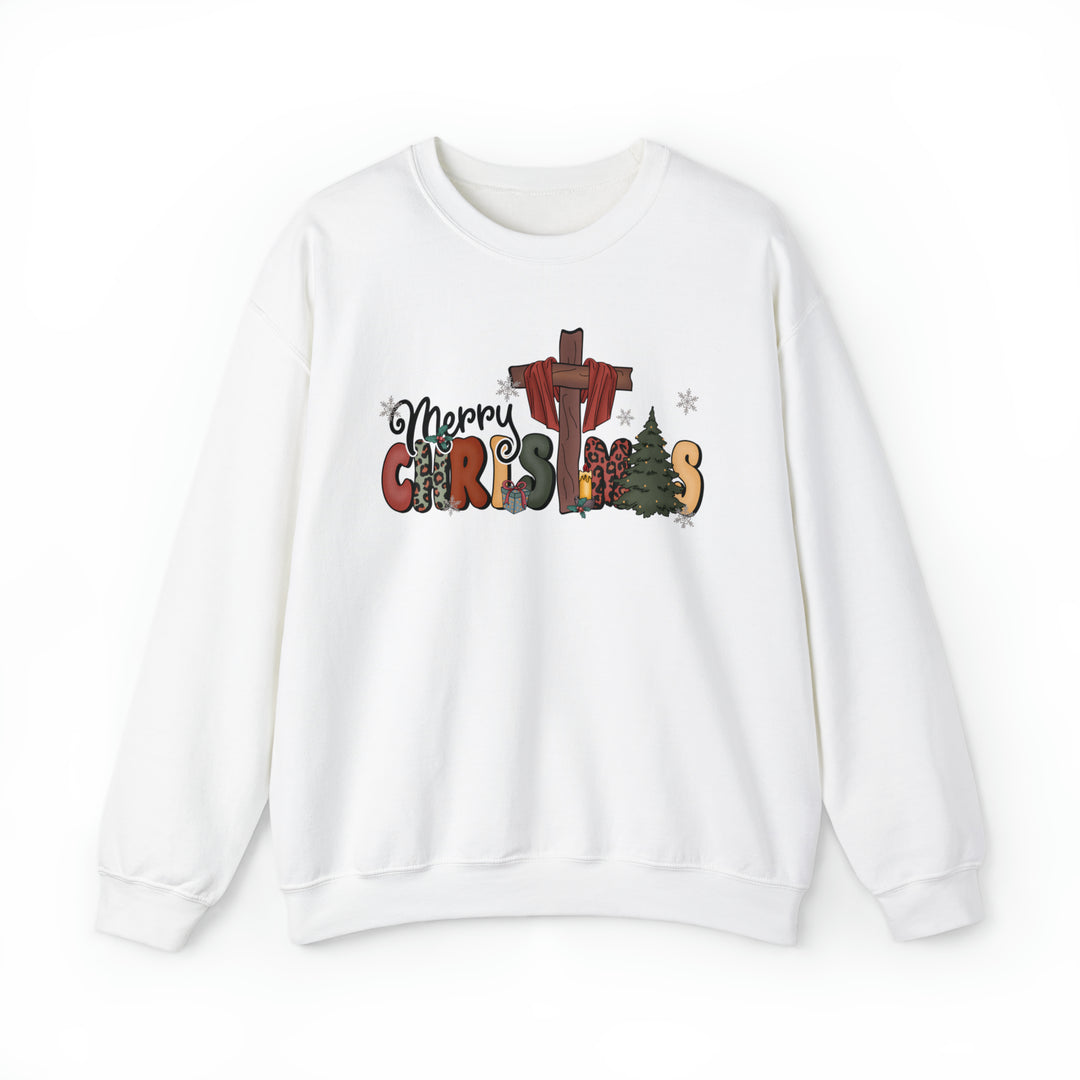 Merry Christmas With Cross - Unisex Crew-Neck Sweatshirt