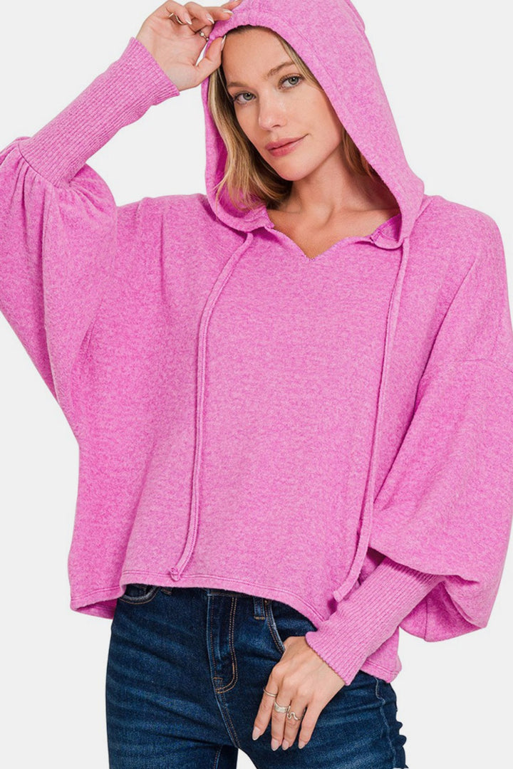 Snuggle Weather - Brushed Hacci Hoodie - Bright Mauve