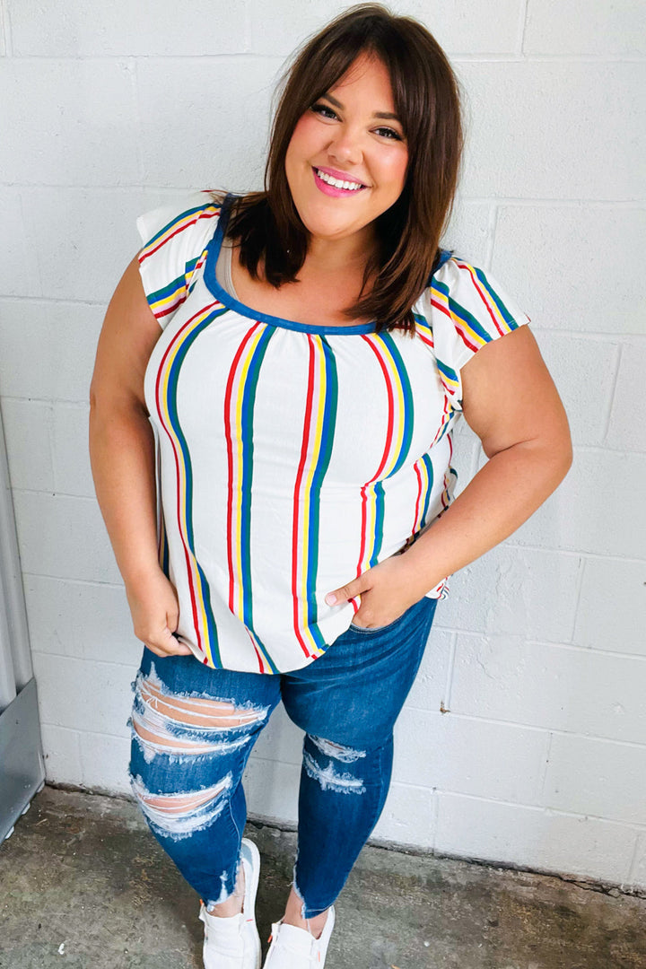 Multicolor Striped Raglan Top