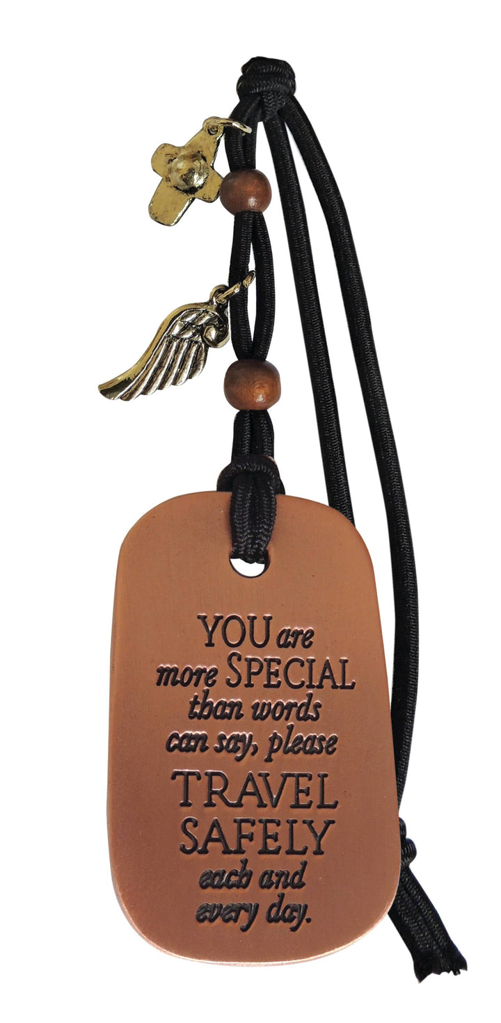 You Are More Special Than Words Can Say - Car Charm With Cross & Angel Wing Charms