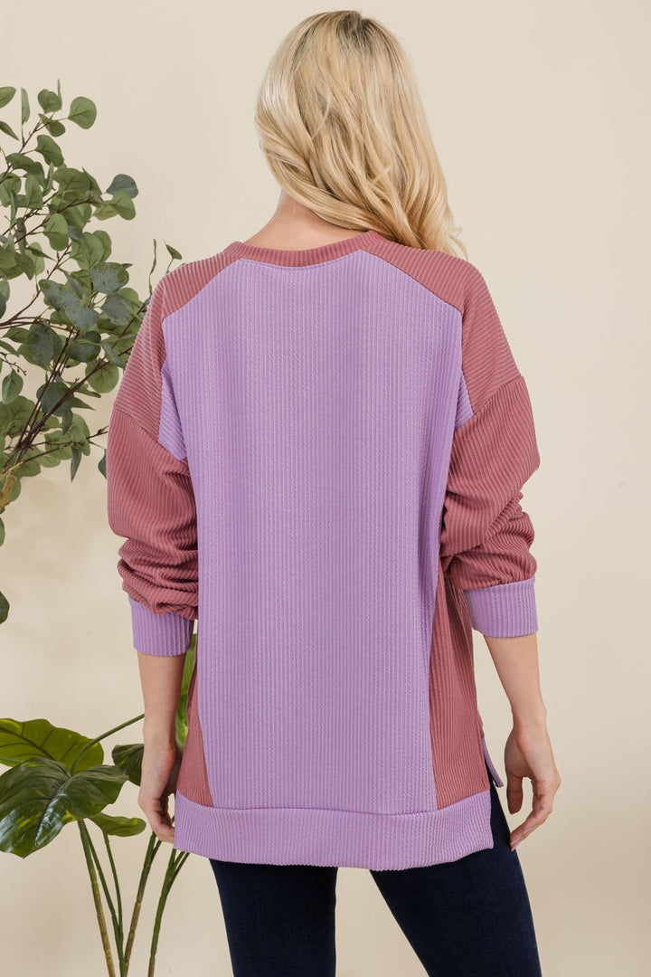 Letting It Go - High-Low Sweatshirt Top - Lavender