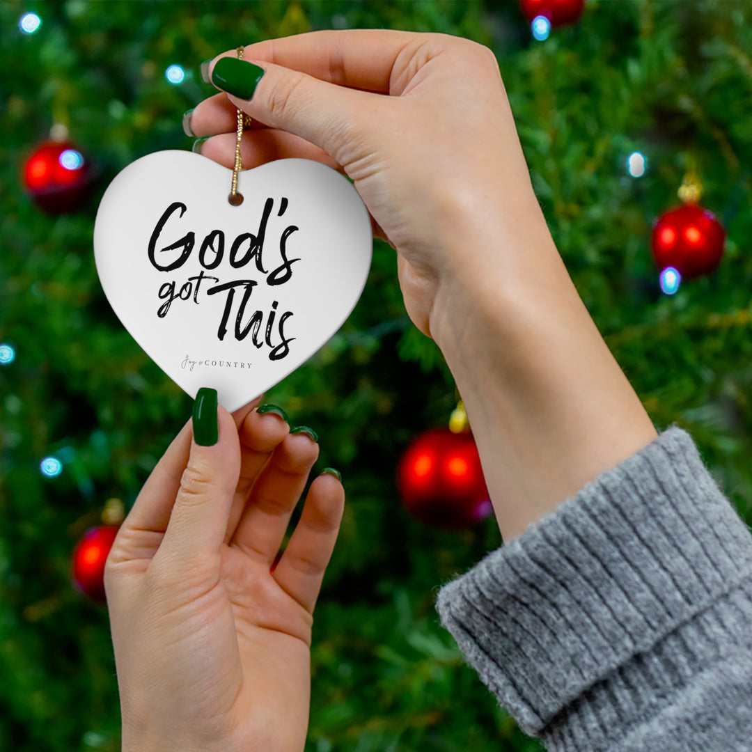 God's Got This - Ceramic Circle/Heart Ornament - White Background