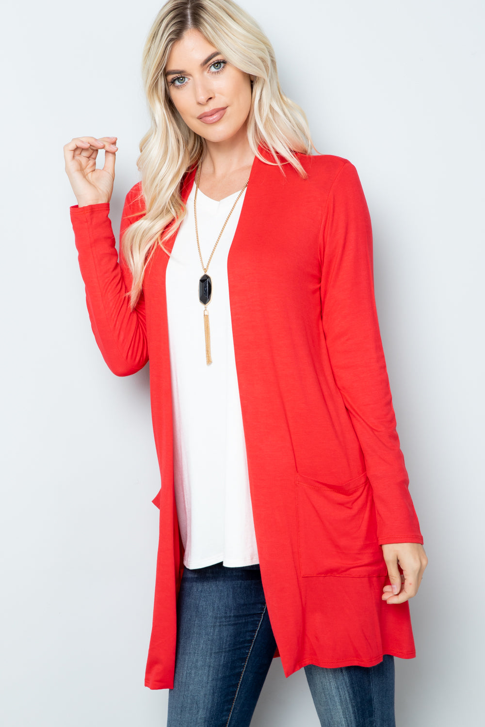 Bold Style Cardigan - Light Coral