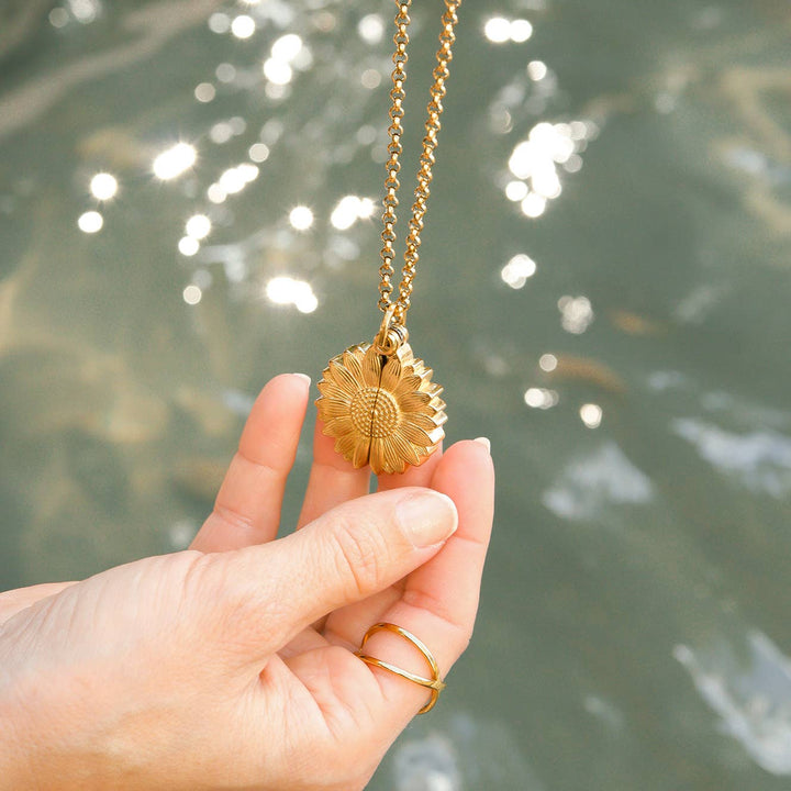 You Are My Sunshine - Hidden Message Sunflower Stainless Steel Necklace