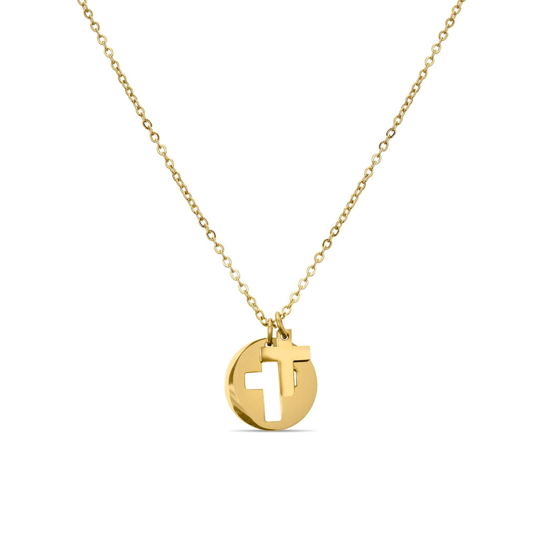 Elegant Minimalist Cross Circle Charm Detached Necklace