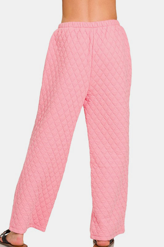 Snug & Stylish Quilted Loungewear Set - Dark Pink