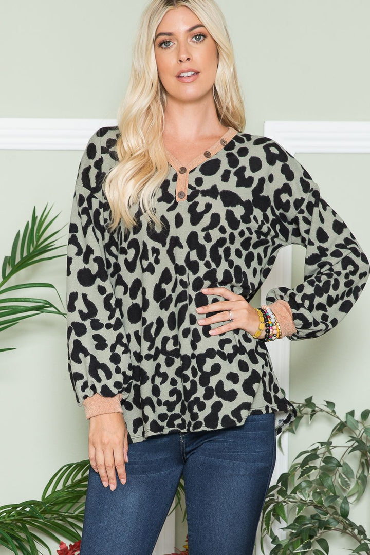 Be Courageous - Leopard-Print Top - Olive