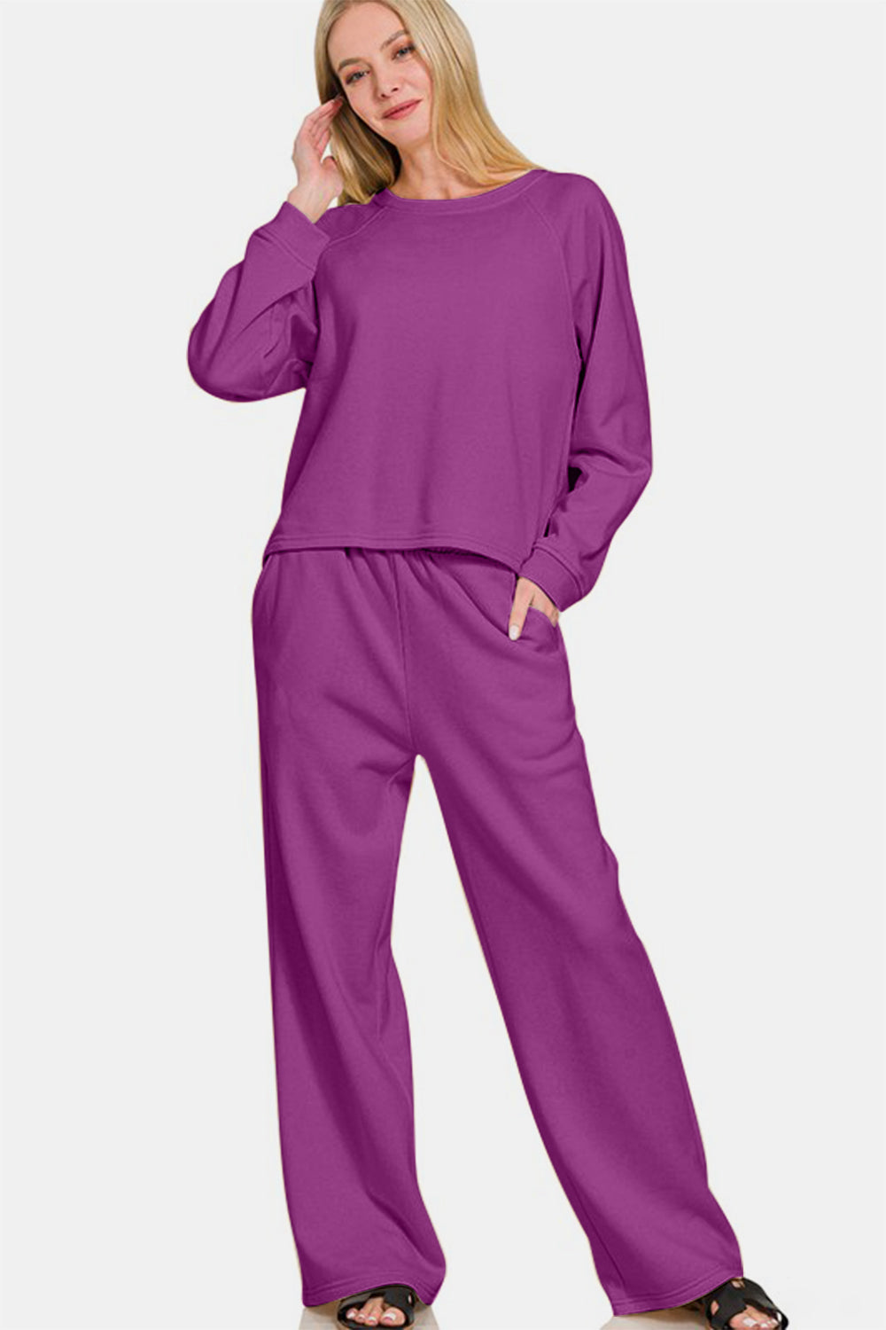 Cozy Days Top & Pants Set - Purple