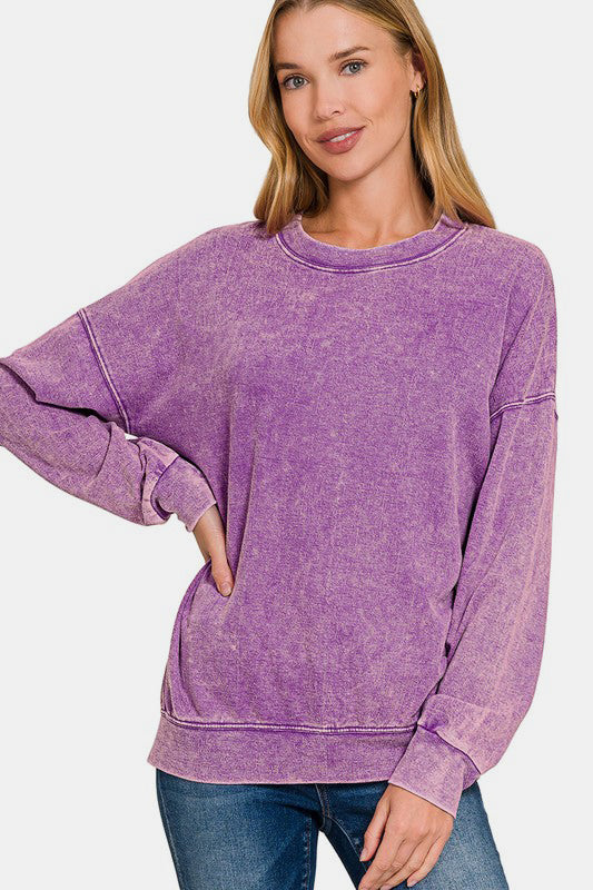 Laid-Back Vibes - Washed Violet Sweatshirt