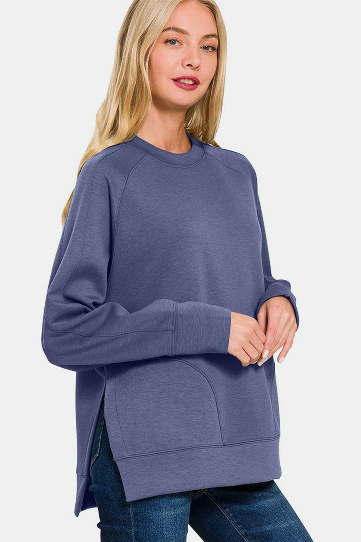 Blue Indigo Cozy Side-Slit Sweatshirt