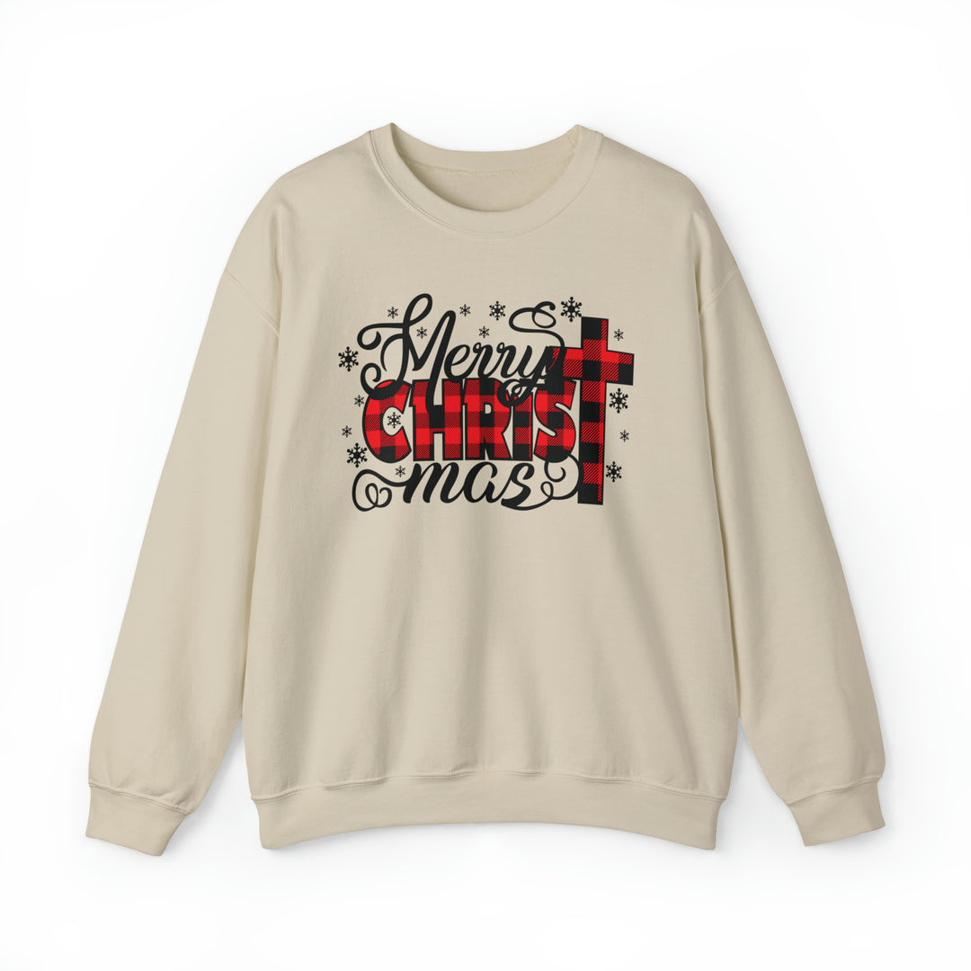 Merry Christ-mas With Plaid - Unisex Crew-Neck Sweatshirt