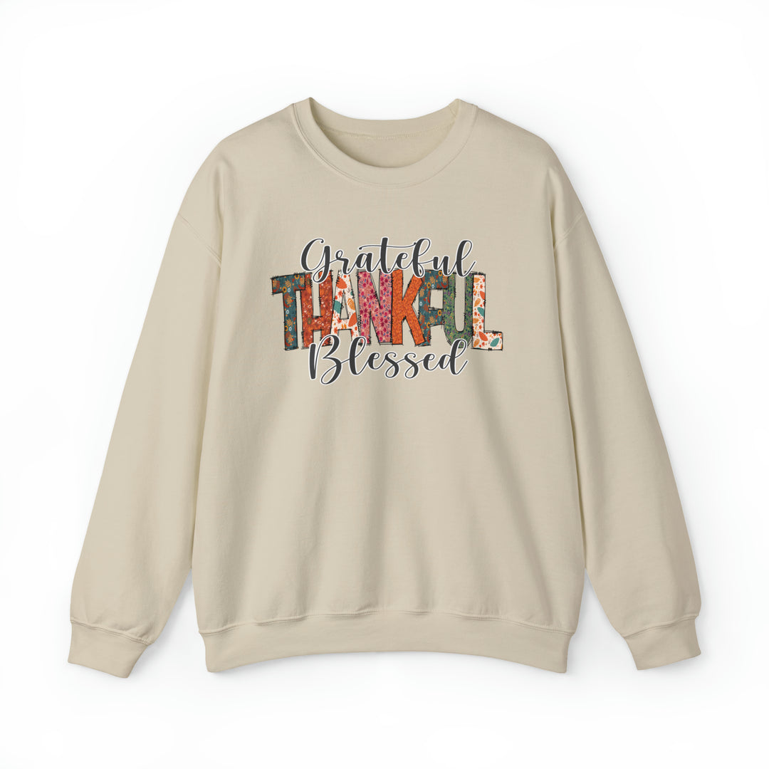 Grateful, Thankful, Blessed Patterns - Unisex Crew-Neck Sweatshirt