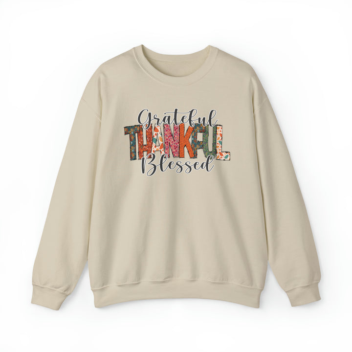 Grateful, Thankful, Blessed Patterns - Unisex Crew-Neck Sweatshirt