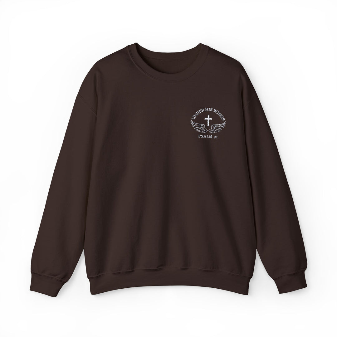 Embroidered Psalm 91 Under His Wings With Cross - Unisex Crew-Neck Sweatshirt