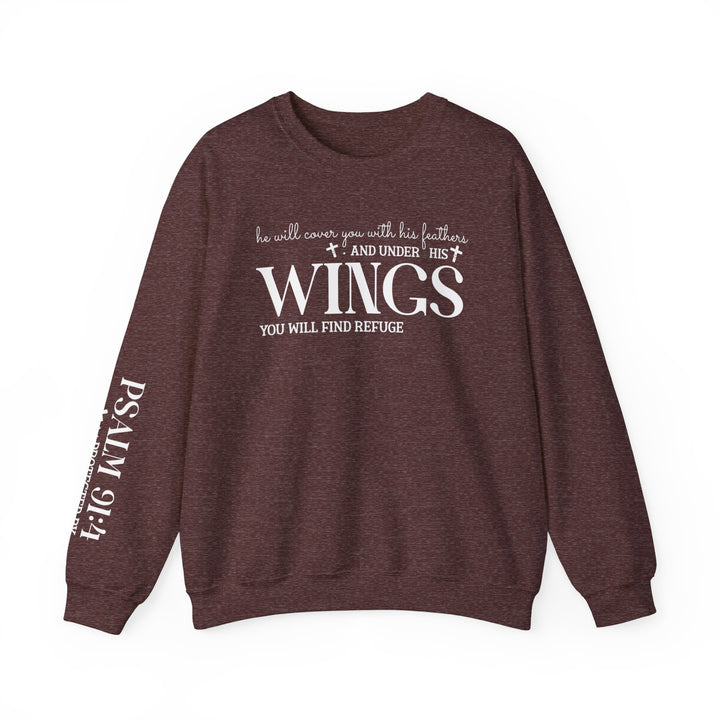 Under His Wings You Will Find Refuge (Sleeve Print) - Unisex Crewneck Sweatshirt