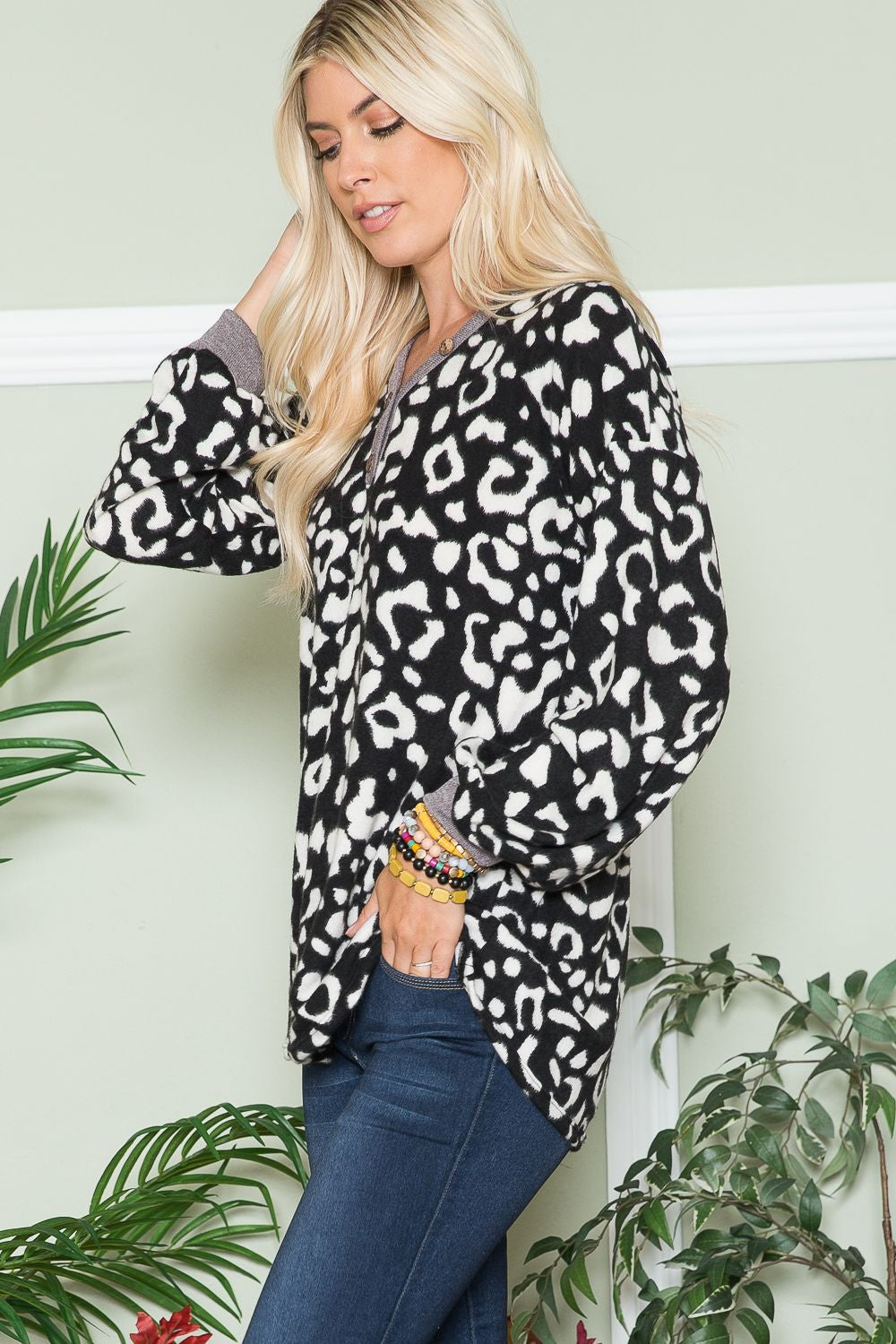 Be Courageous Leopard-Print Top - Black