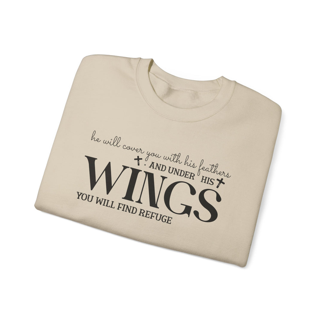 Under His Wings You Will Find Refuge (Sleeve Print) - Unisex Crewneck Sweatshirt