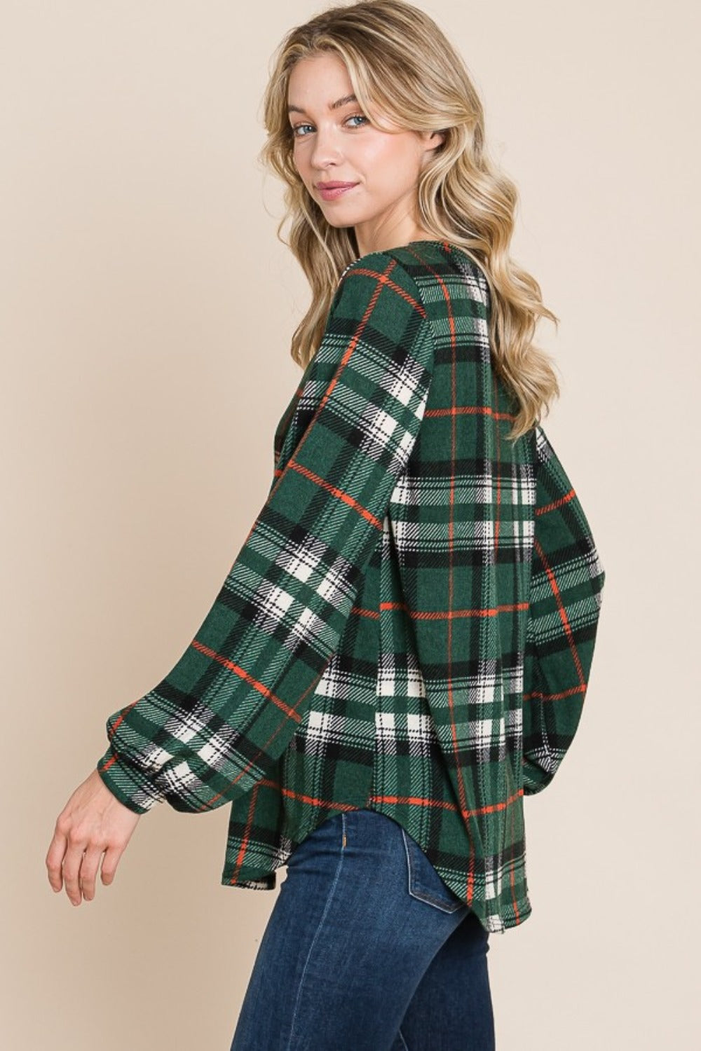 Fashion Upgrade - Plaid Curved-Hem Top