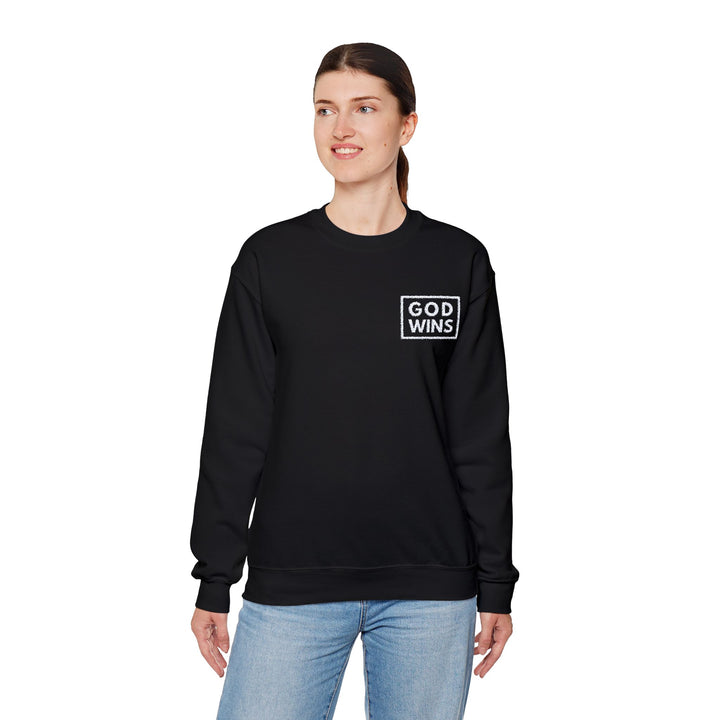 Embroidered God Wins - Unisex Crew-Neck Sweatshirt