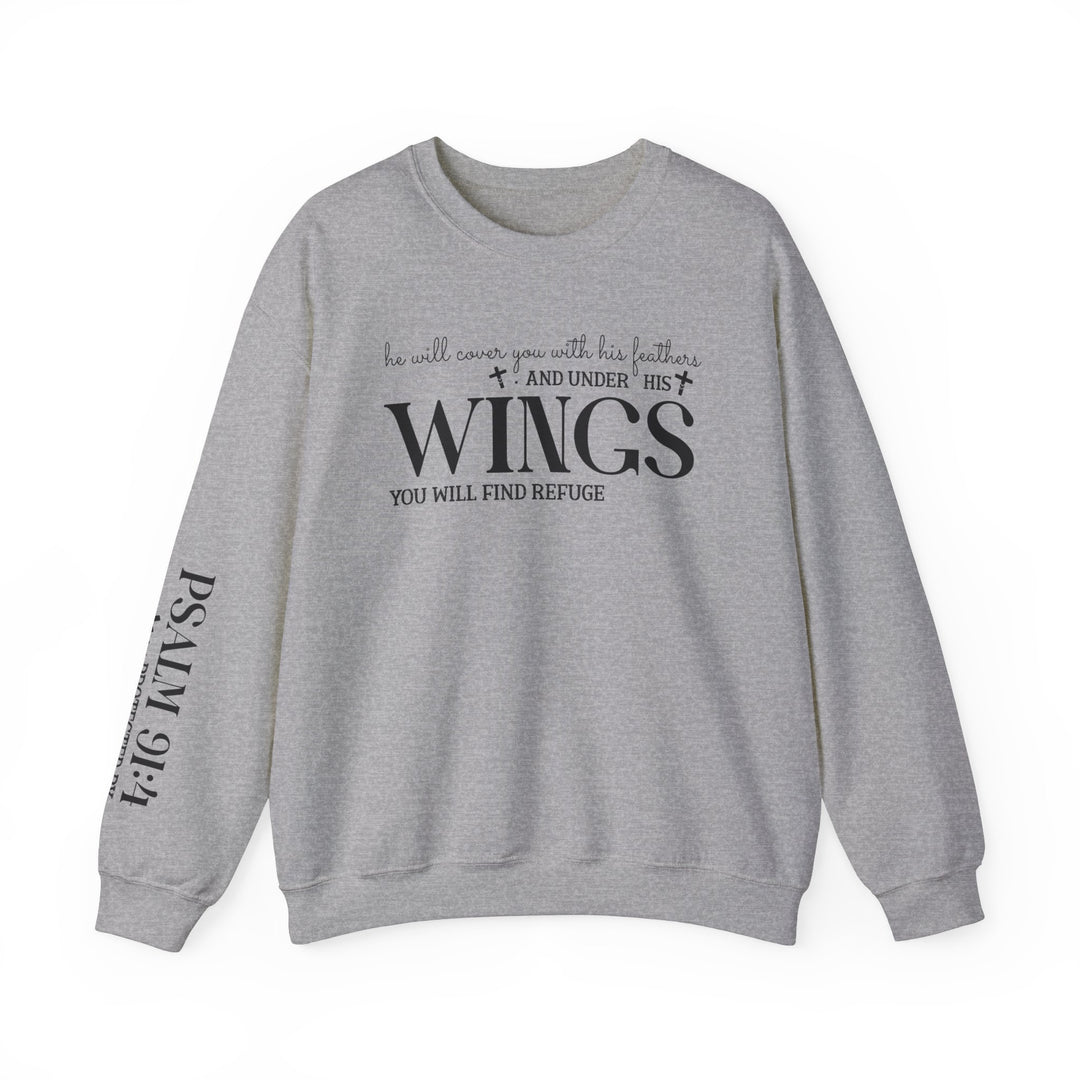 Under His Wings You Will Find Refuge (Sleeve Print) - Unisex Crewneck Sweatshirt