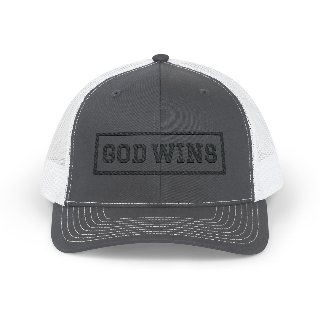 God Wins - Embroidered Design - Snapback Trucker Cap