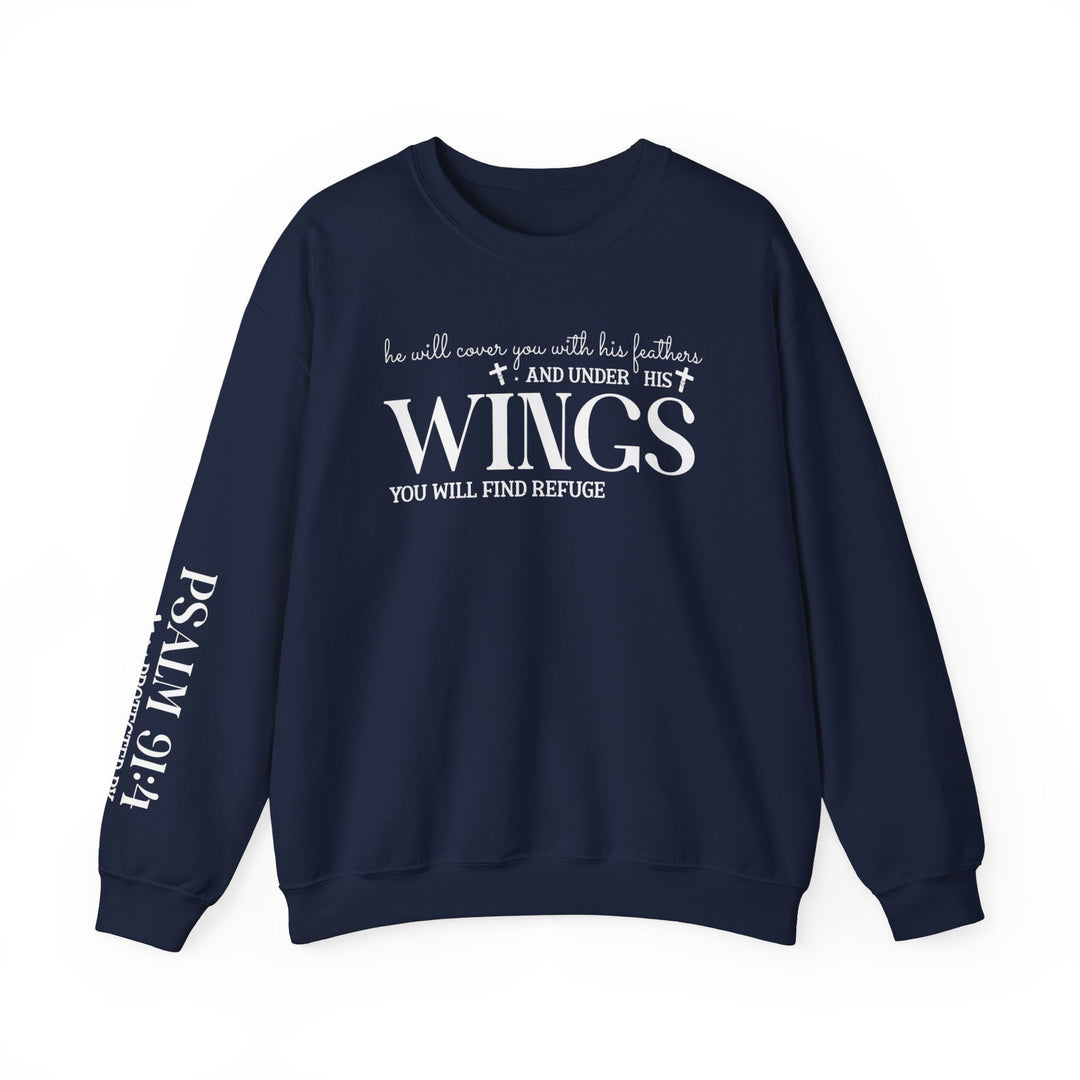 Under His Wings You Will Find Refuge (Sleeve Print) - Unisex Crewneck Sweatshirt