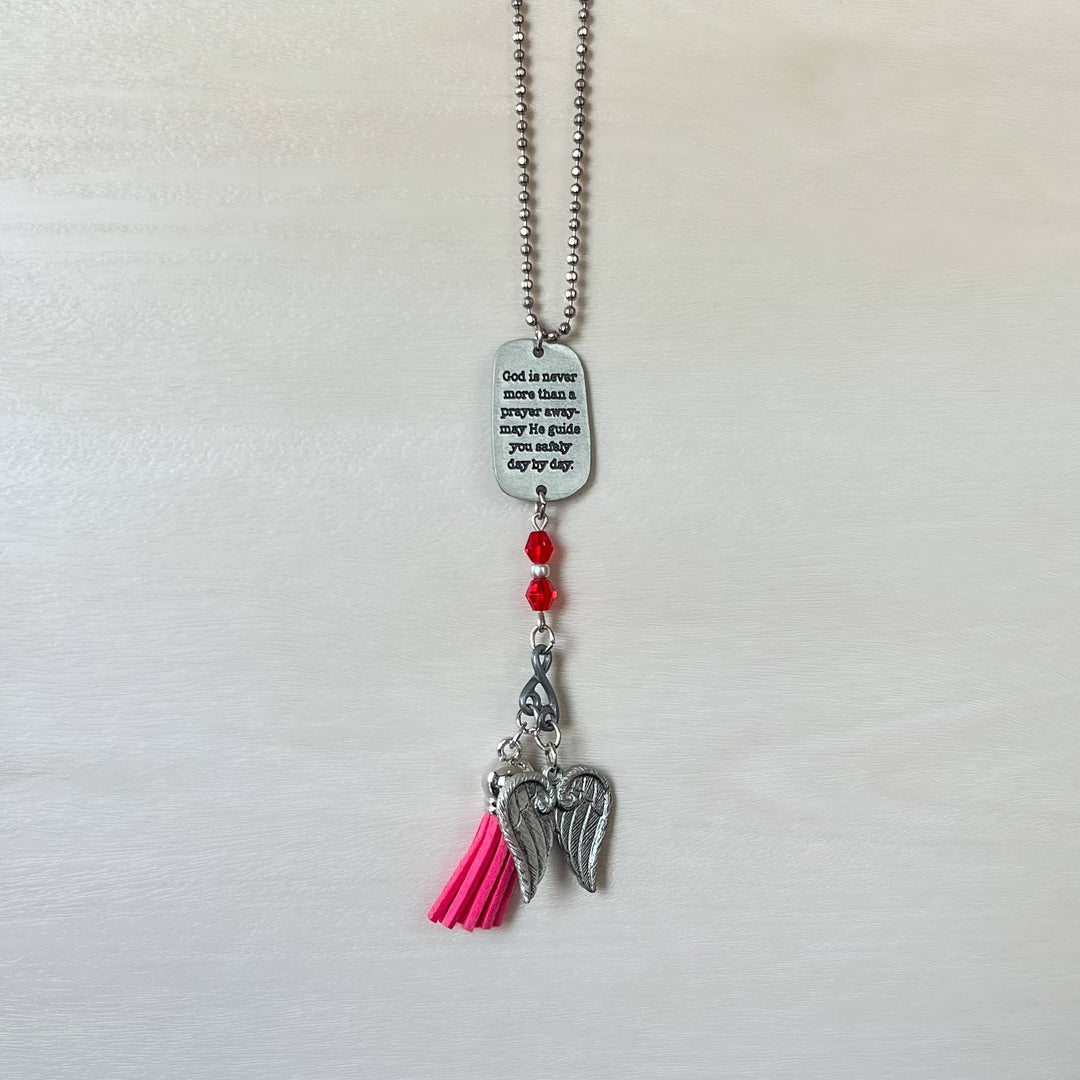 May He Guide You Safely - Angel Wings Tassel Car Charm - Red/Pink