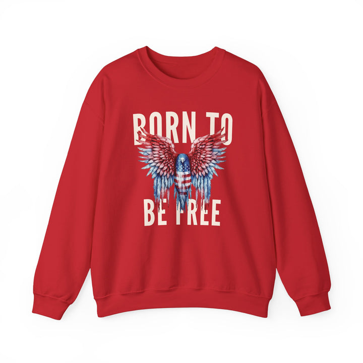 Born To Be Free Watercolor USA Eagle - Unisex Crew-Neck Sweatshirt