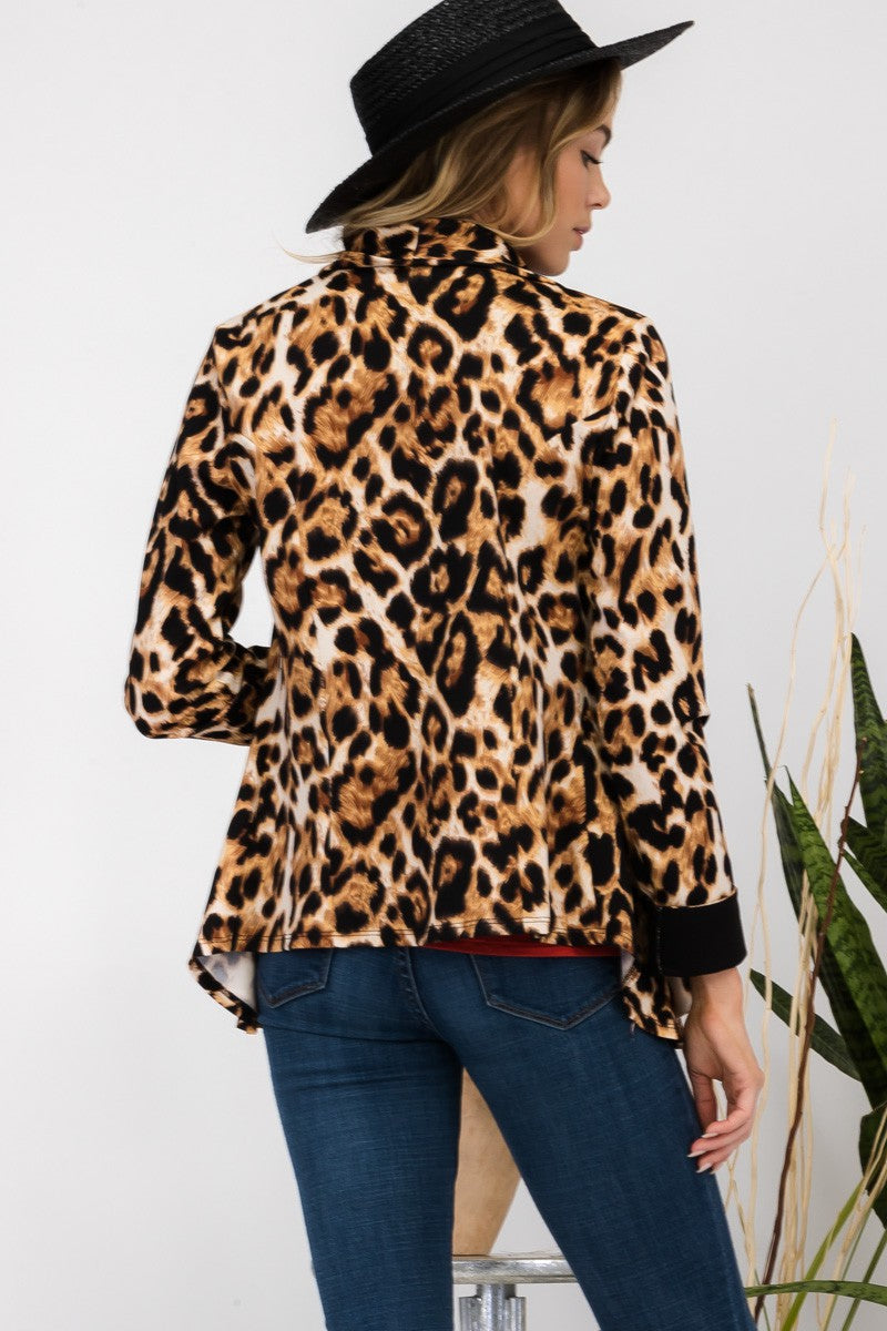 Bold Choices - Leopard Open-Front Blazer