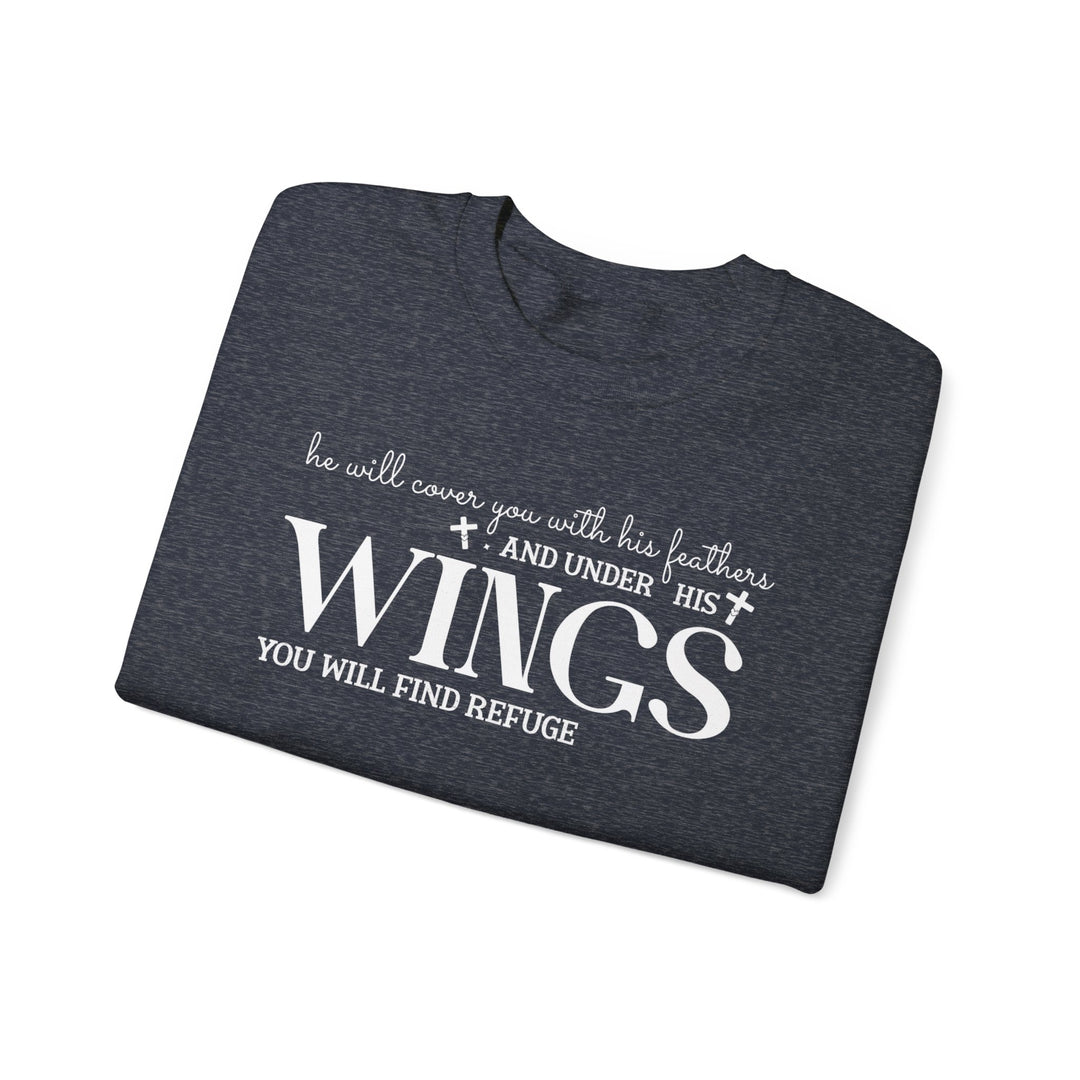 Under His Wings You Will Find Refuge (Sleeve Print) - Unisex Crewneck Sweatshirt